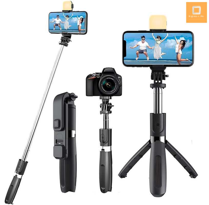 Extendable Flash 3-in-1 Selfie Stick Tripod with Bluetooth Remote